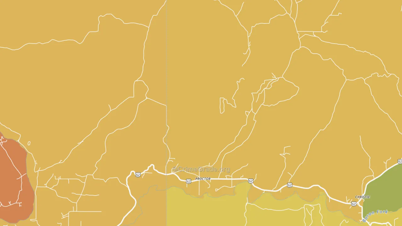 Proctor, OK Map of Robbery Rates