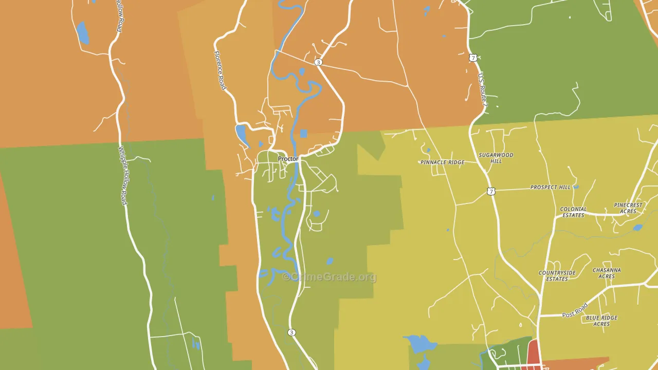 Proctor, VT Map of Robbery Rates
