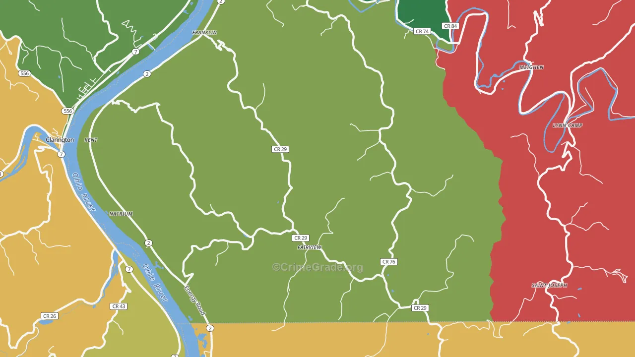 Proctor, WV Map of Robbery Rates