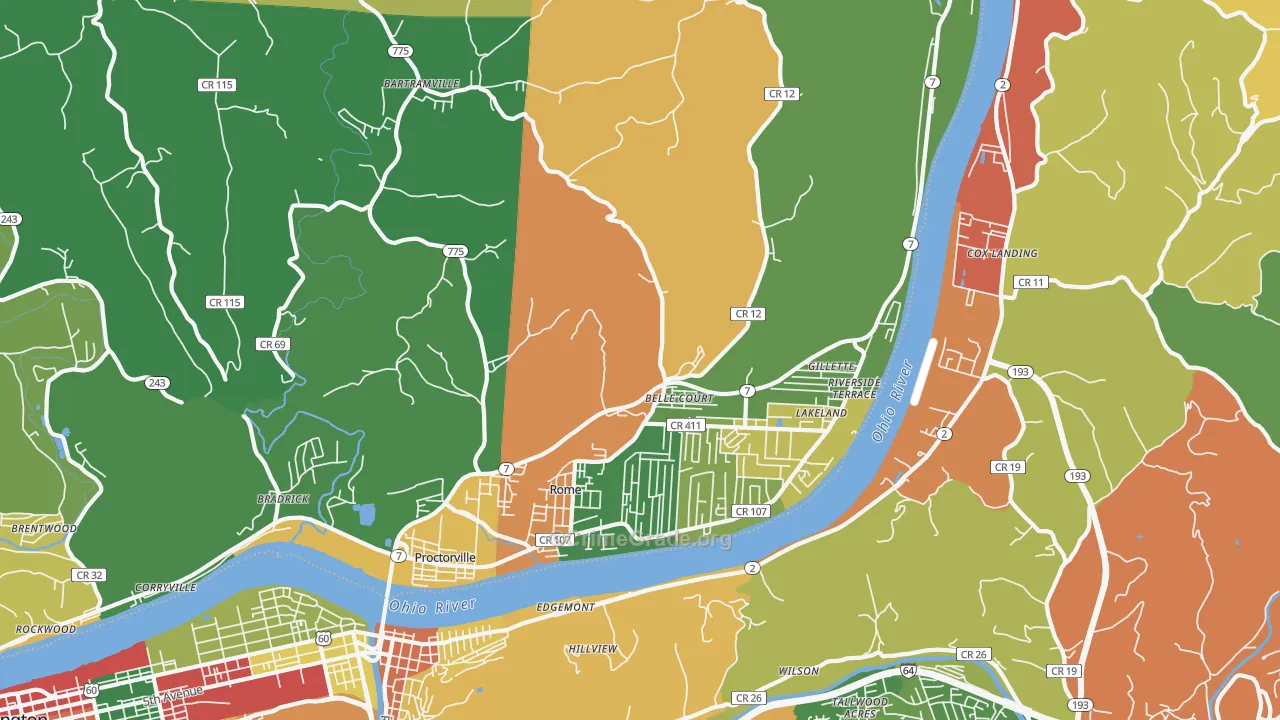 Proctorville, OH Map of Robbery Rates