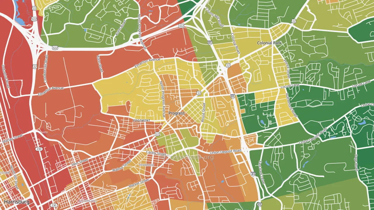 Progress, PA Map of Robbery Rates