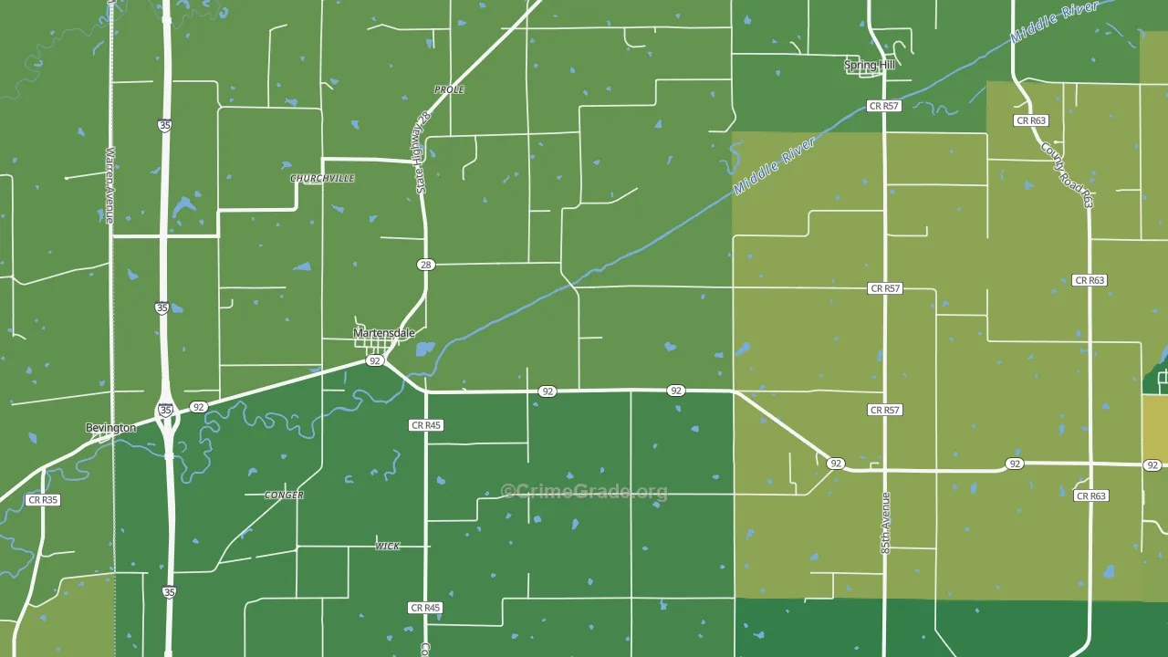 Prole, IA Map of Robbery Rates