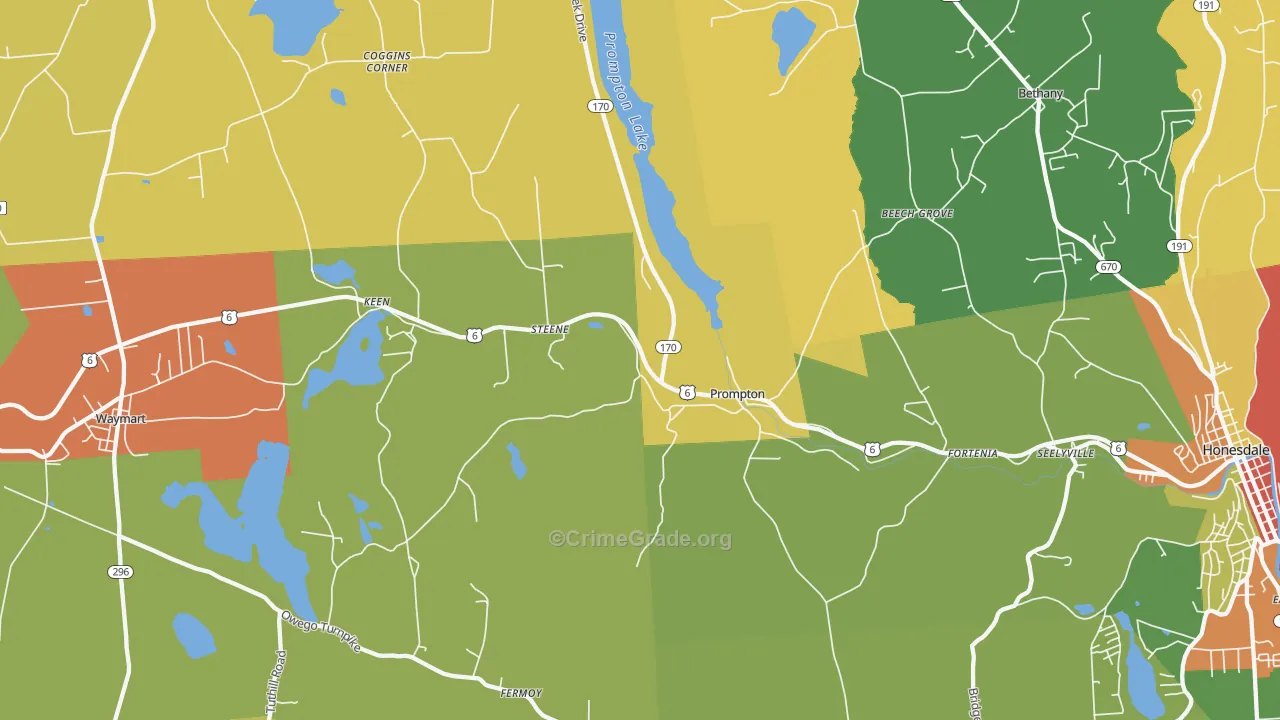 Prompton, PA Map of Robbery Rates