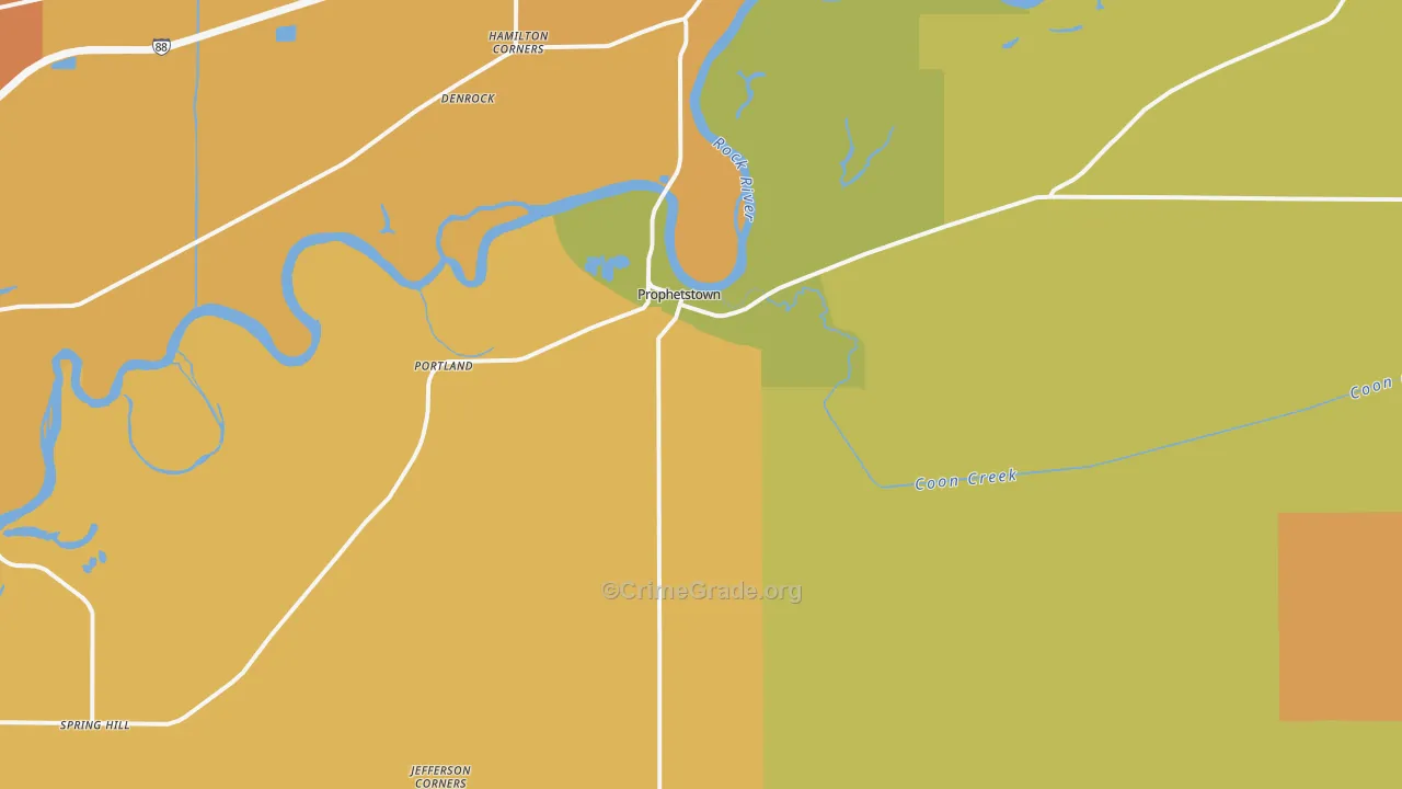 Prophetstown, IL Map of Robbery Rates