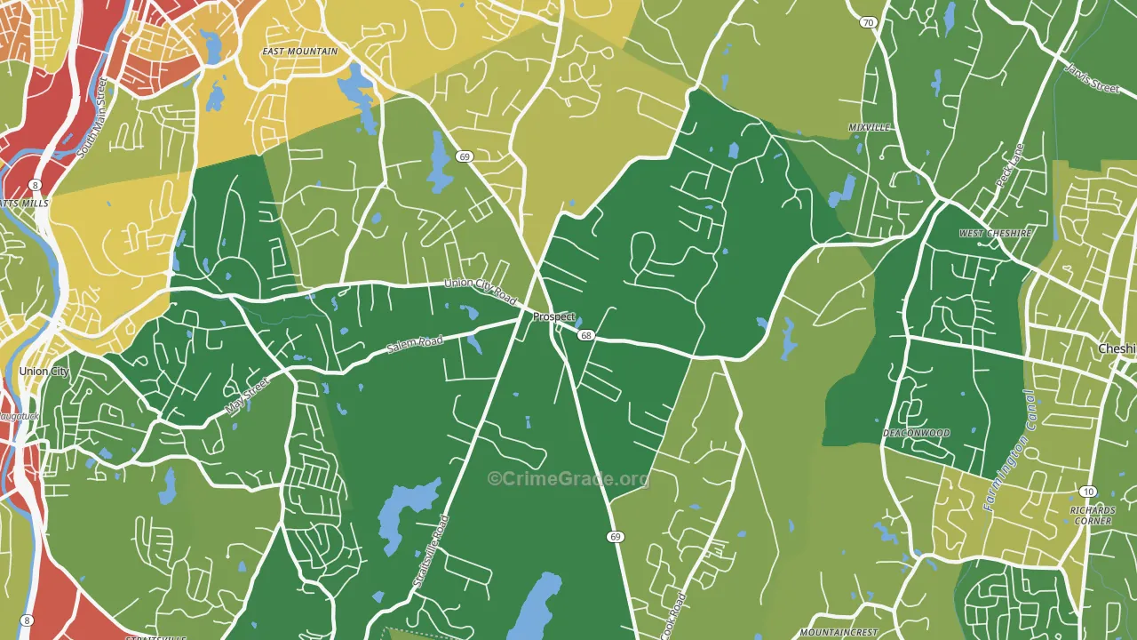 Prospect, CT Map of Robbery Rates