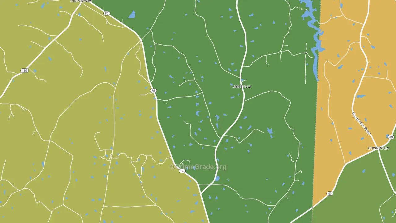 Prospect Hill, NC Map of Robbery Rates
