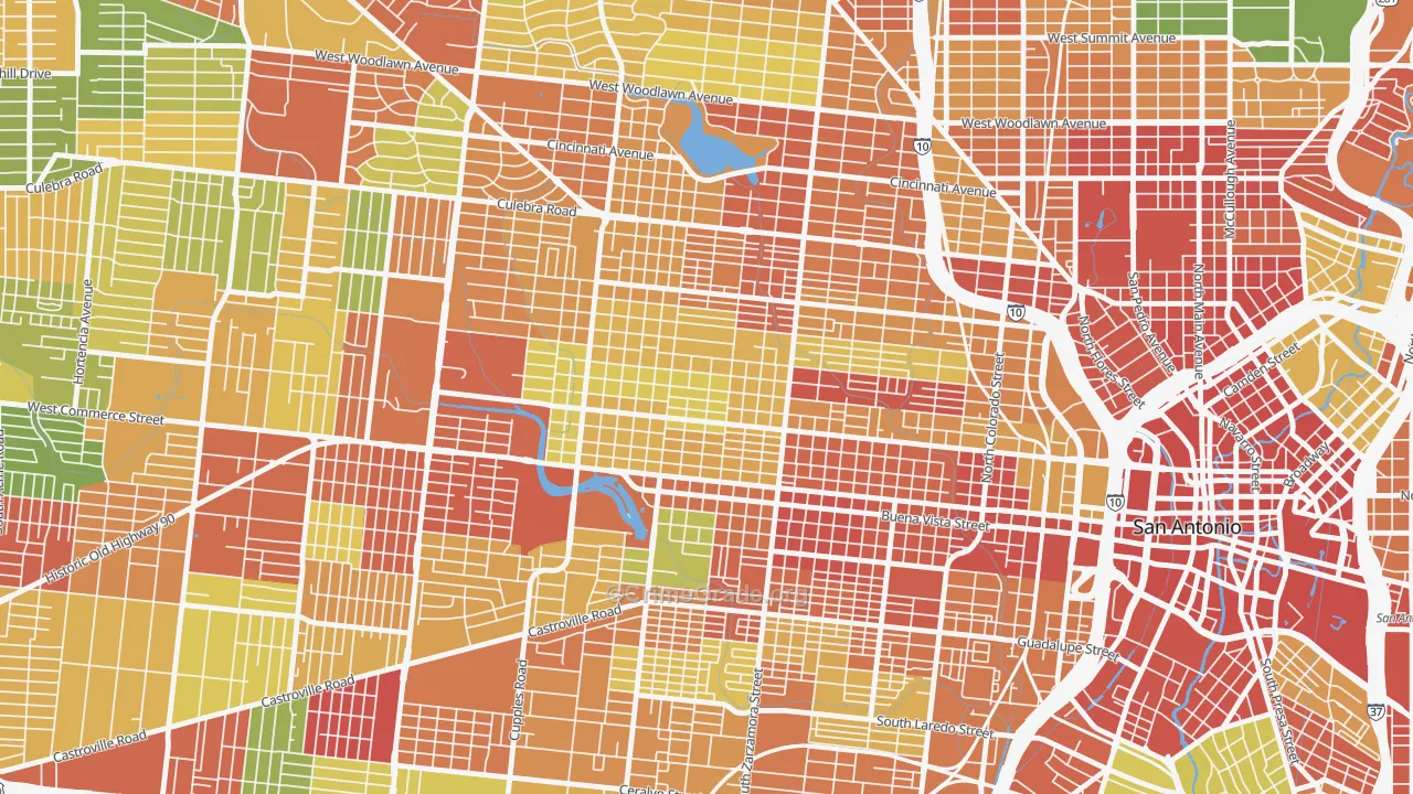 Prospect Hill, San Antonio, TX Map of Robbery Rates