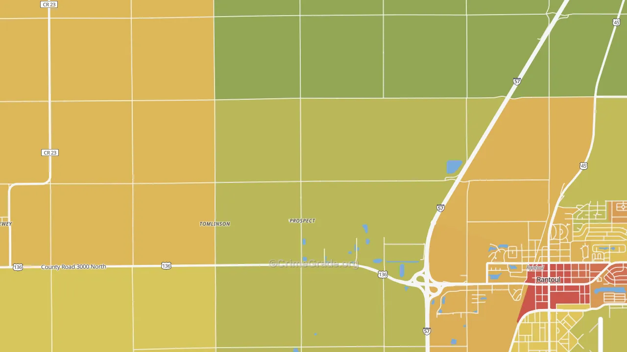Prospect, IL Map of Robbery Rates