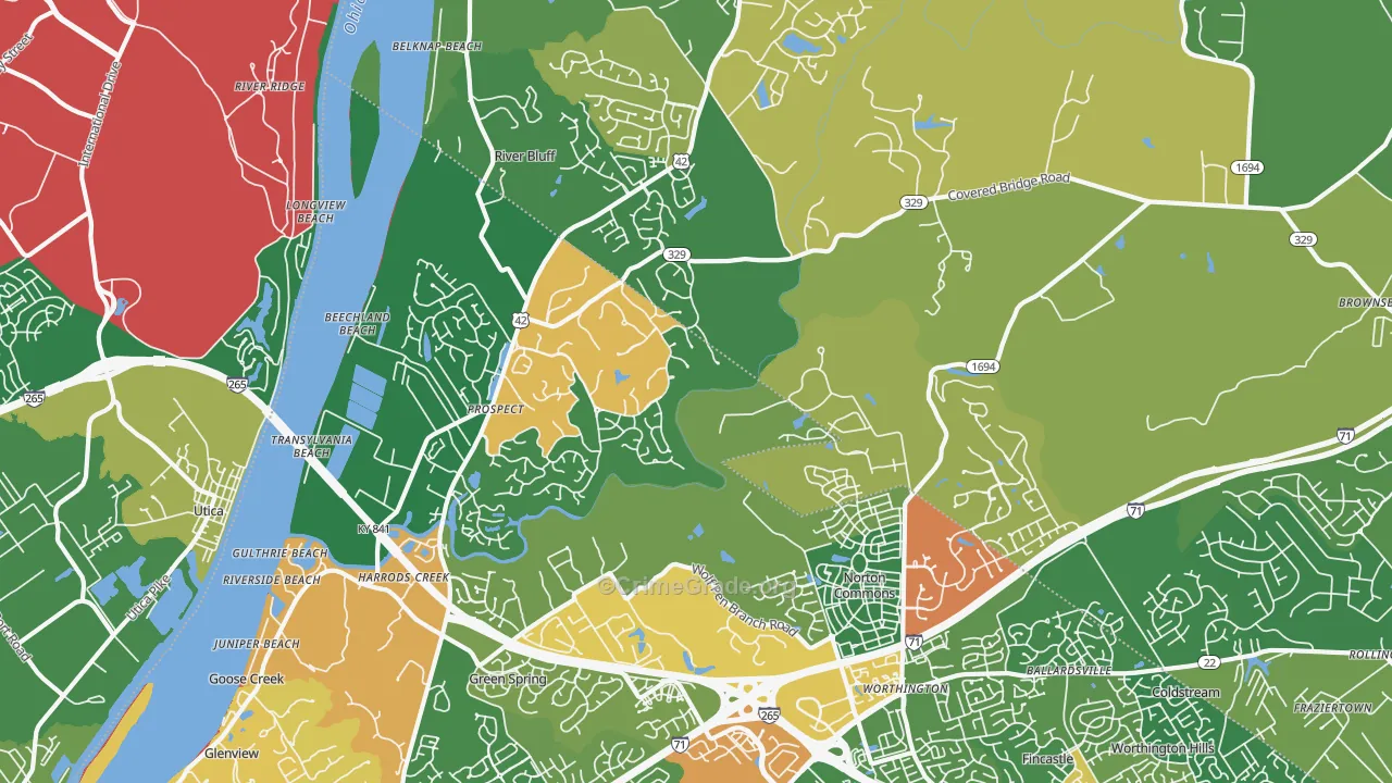 Prospect, KY Map of Robbery Rates