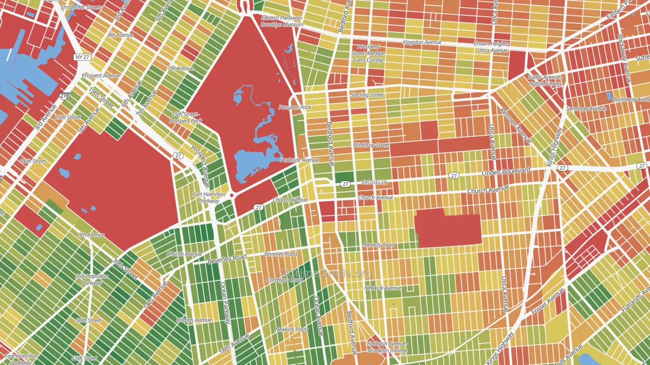 Prospect Lefferts Gardens, Brooklyn, NY Map of Robbery Rates