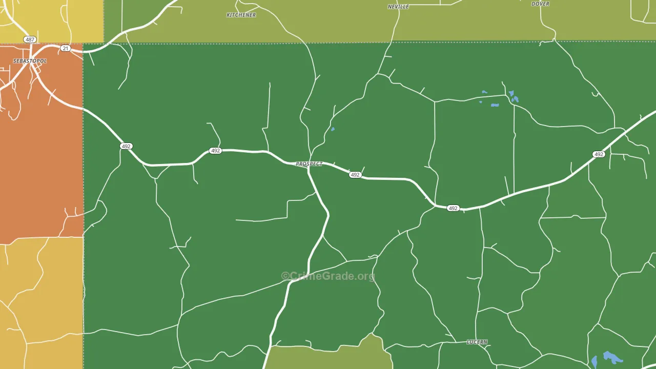 Prospect, MS Map of Robbery Rates