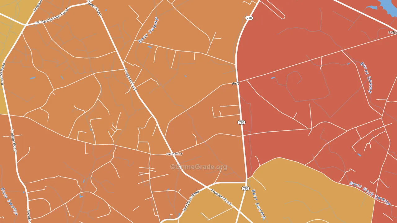Prospect, NC Map of Robbery Rates