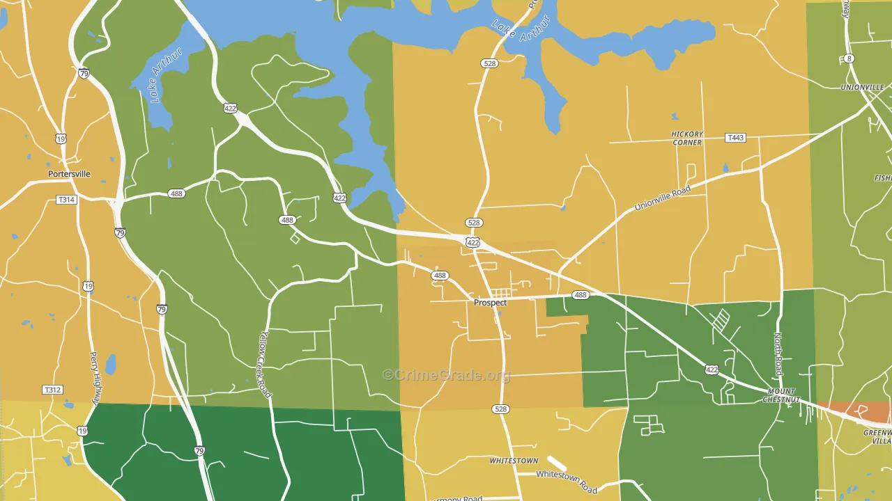 Prospect, PA Map of Robbery Rates