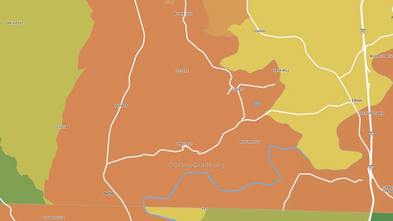 Prospect, TN Map of Robbery Rates