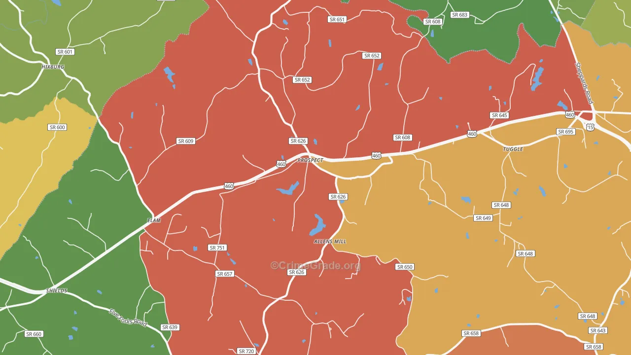 Prospect, VA Map of Robbery Rates