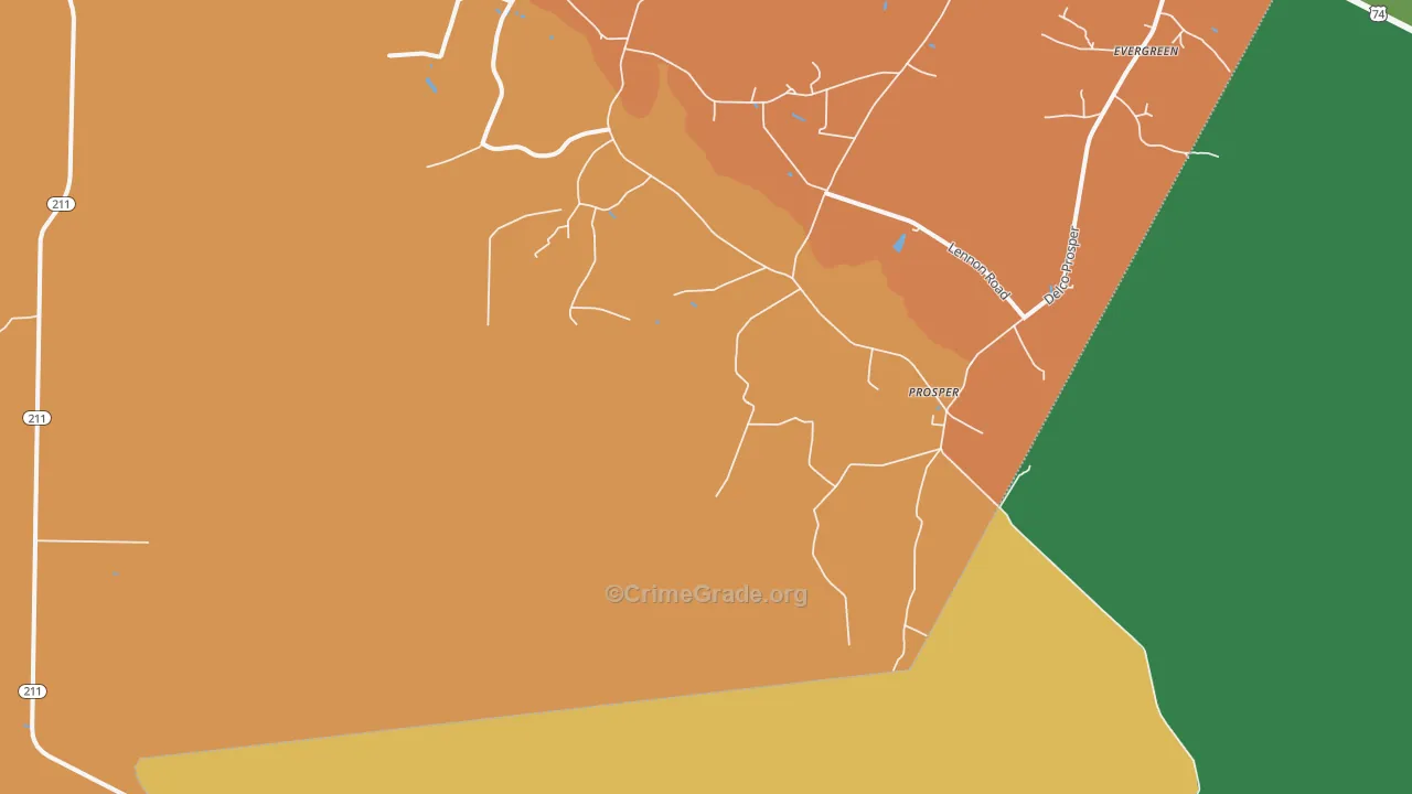 Prosper, NC Map of Robbery Rates