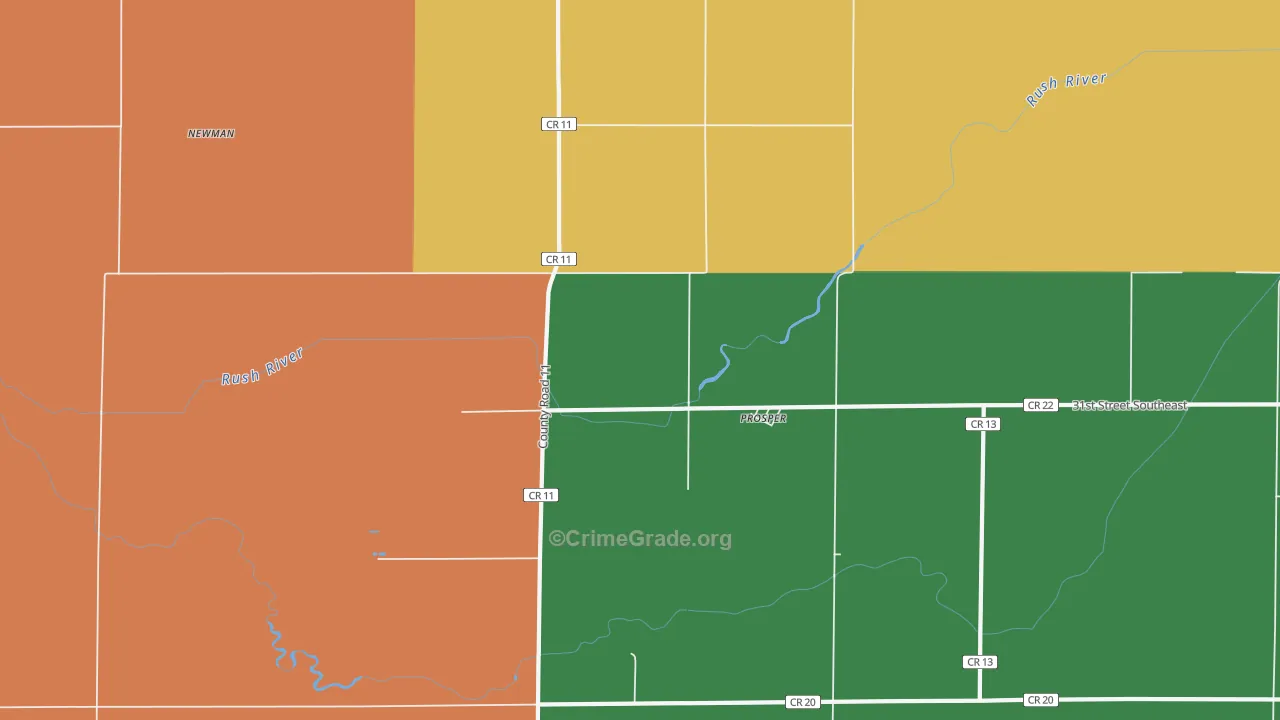 Prosper, ND Map of Robbery Rates
