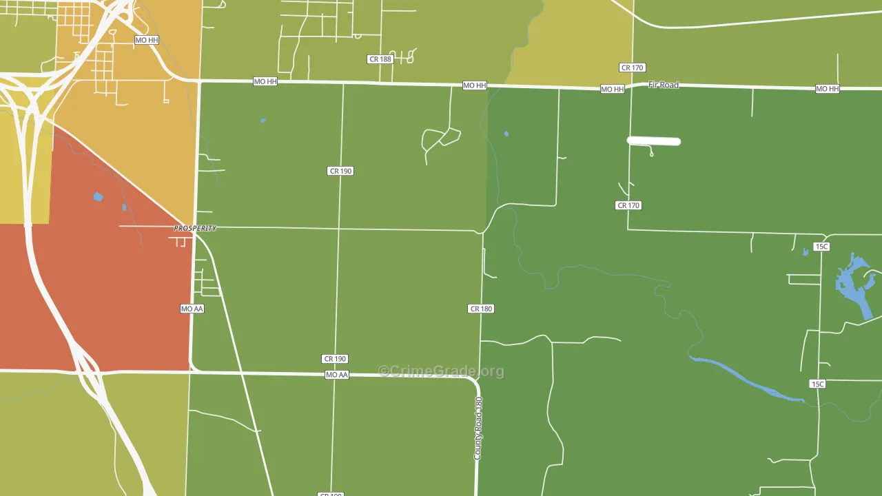 Prosperity, MO Map of Robbery Rates