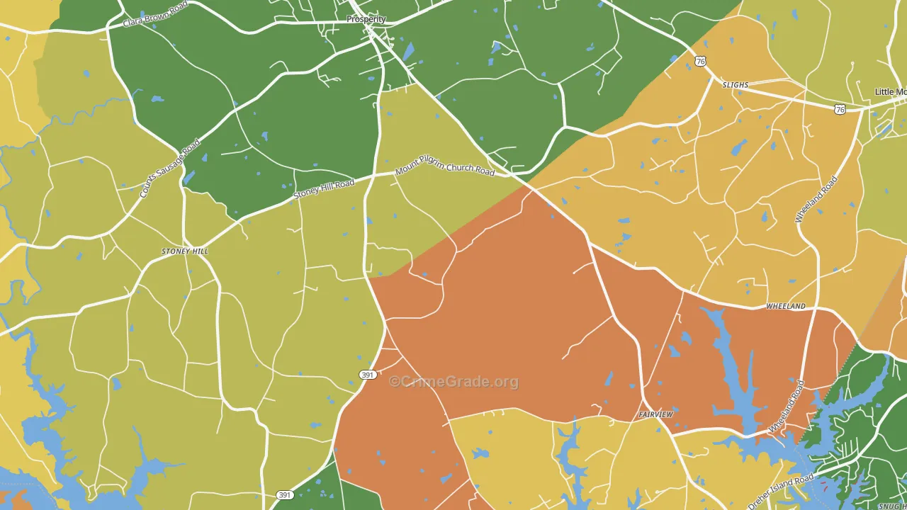 Prosperity, SC Map of Robbery Rates