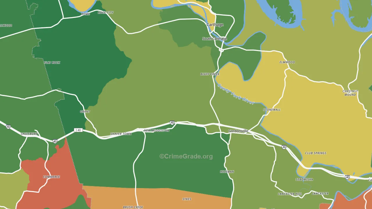 Prosperity, TN Map of Robbery Rates