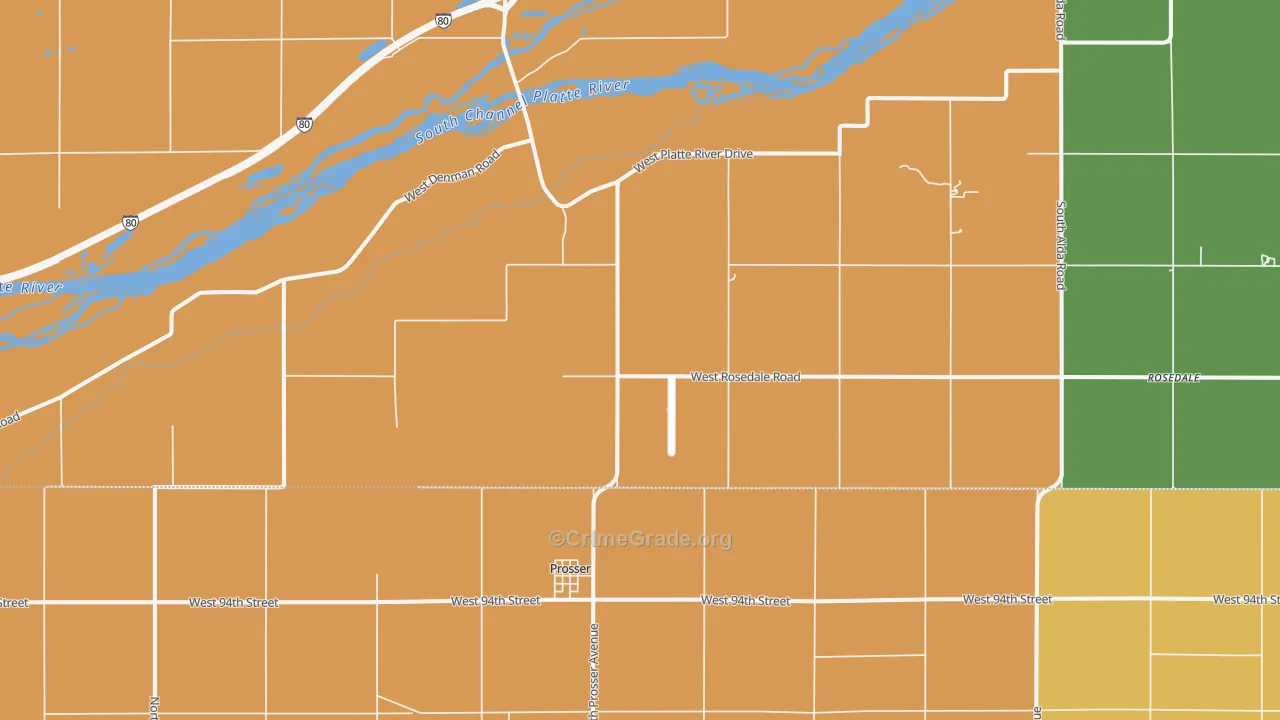 Prosser, NE Map of Robbery Rates