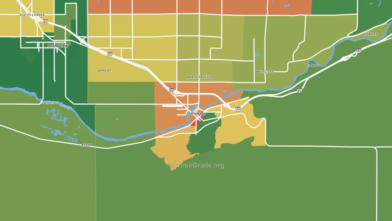 Prosser, WA Map of Robbery Rates