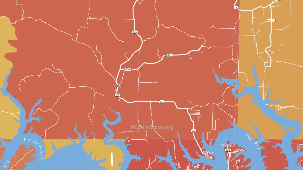 Protem, MO Map of Robbery Rates