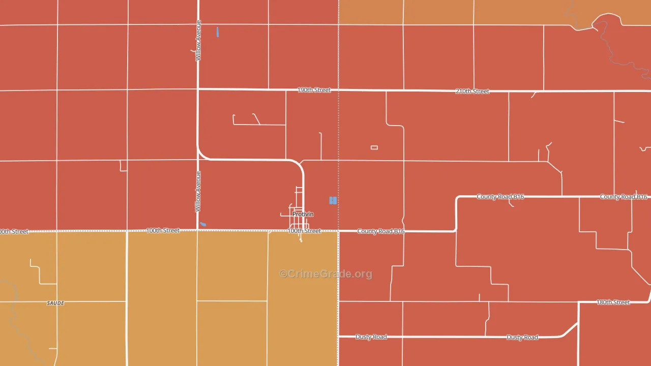 Protivin, IA Map of Robbery Rates