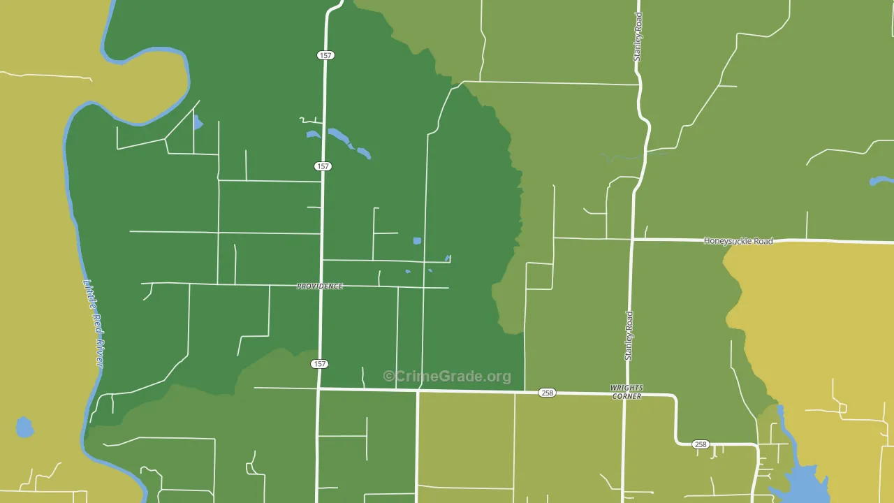 Providence, AR Map of Robbery Rates