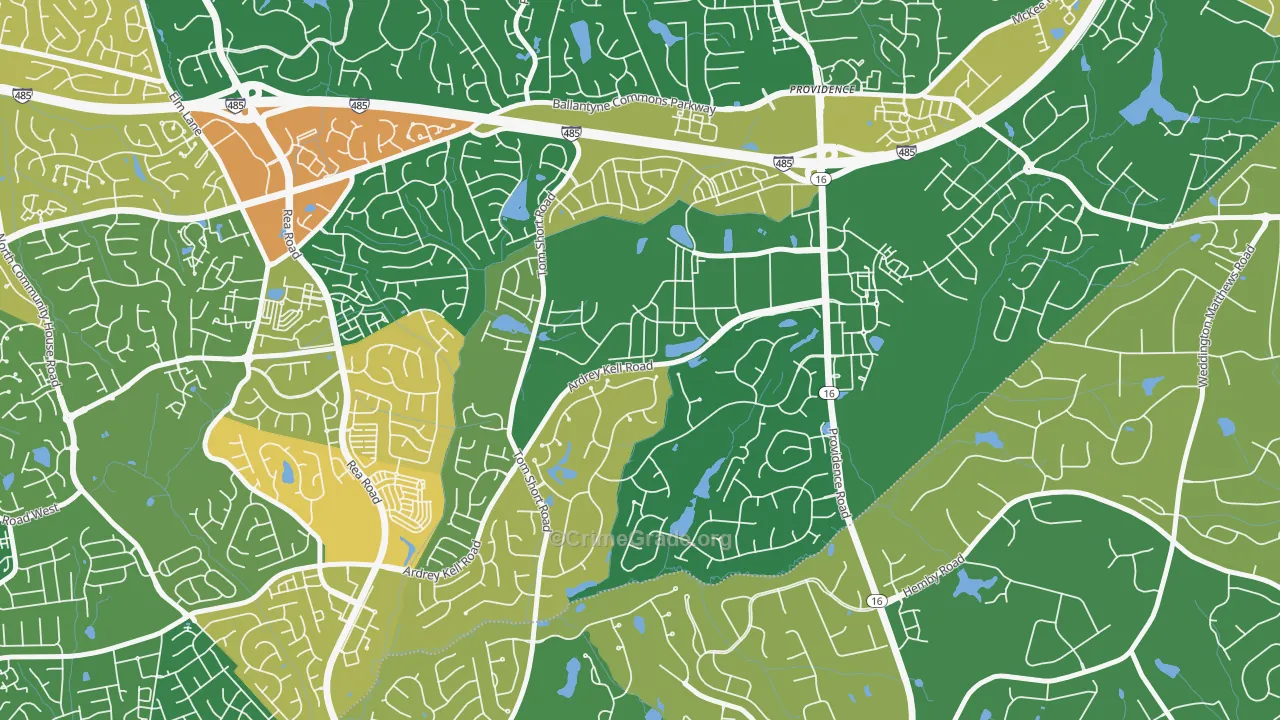 Providence Crossing, Charlotte, NC Map of Robbery Rates