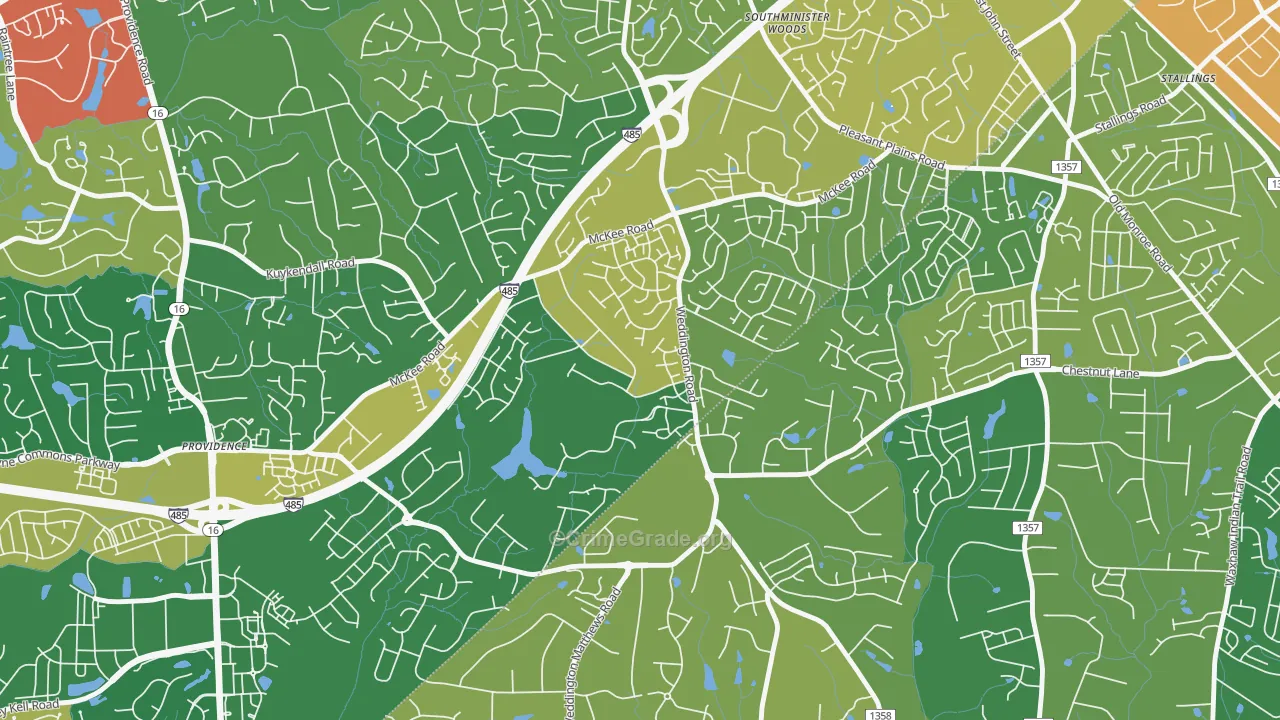 Providence Estates East, Matthews, NC Map of Robbery Rates
