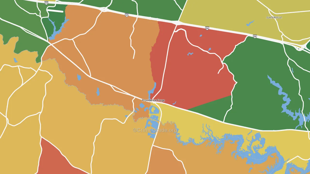 Providence Forge, VA Map of Robbery Rates