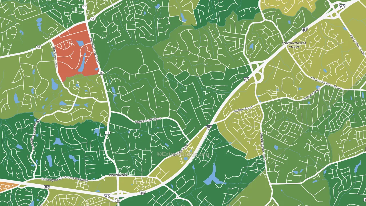 Providence Plantation, Charlotte, NC Map of Robbery Rates