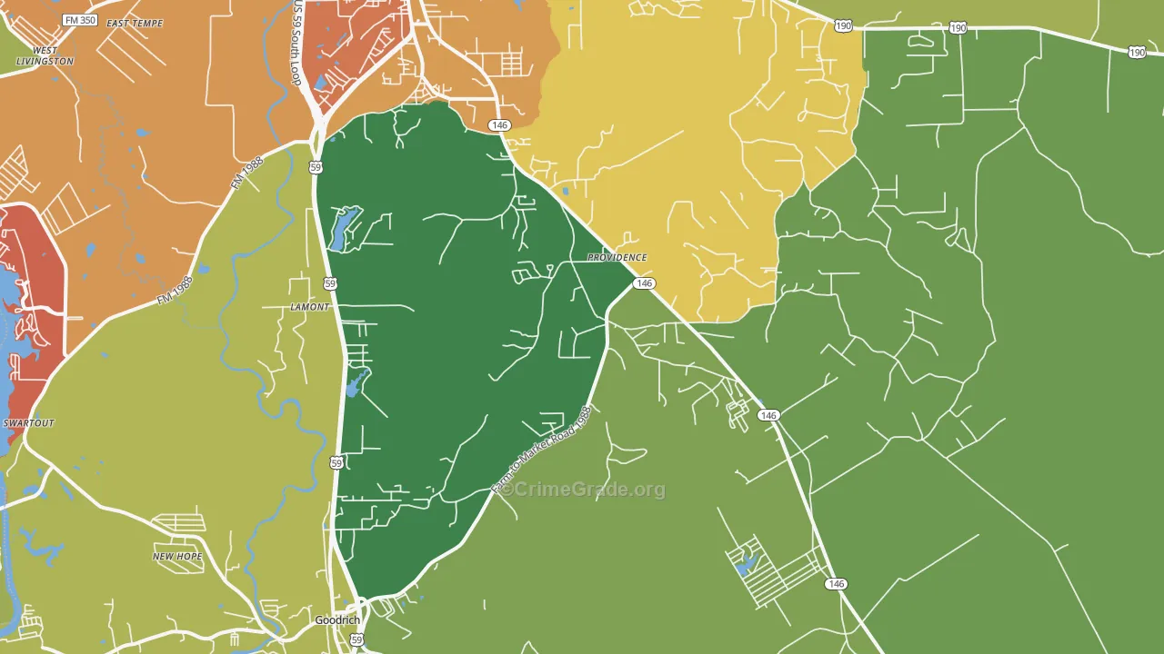Providence, TX Map of Robbery Rates