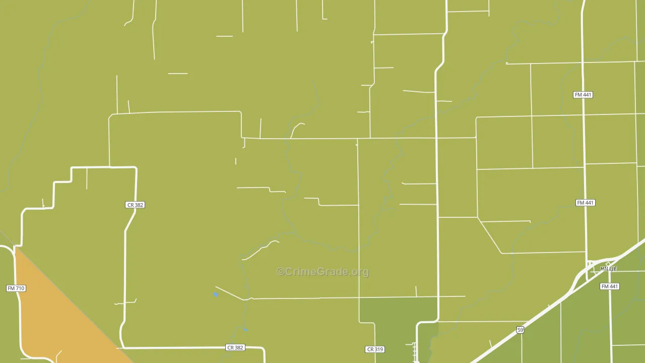 Provident City, TX Map of Robbery Rates