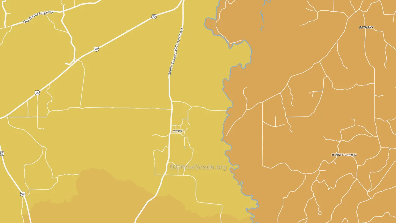 Provo, AR Map of Robbery Rates
