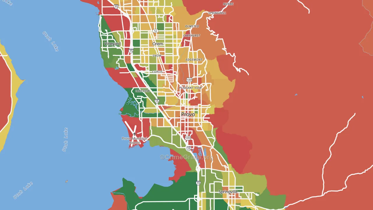 Provo, UT Map of Robbery Rates