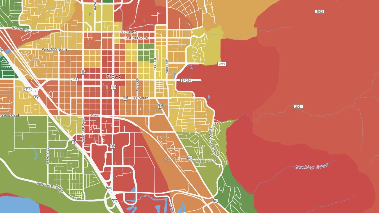 Provost, Provo, UT Map of Robbery Rates