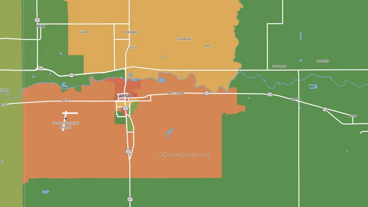 Prowers County, CO Map of Robbery Rates