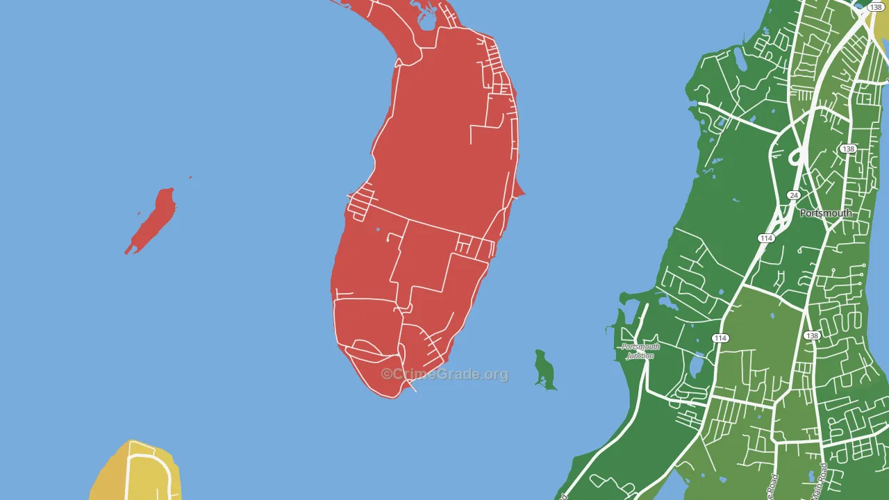 Prudence Park, RI Map of Robbery Rates