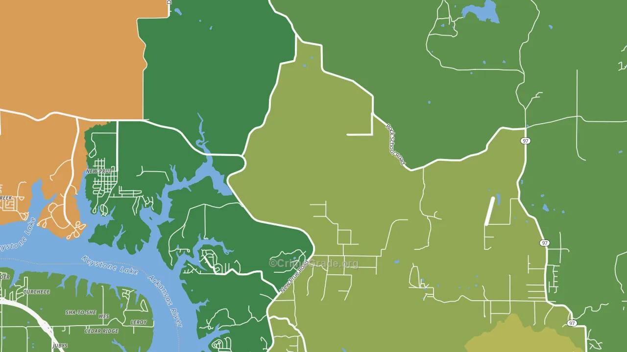 Prue, OK Map of Robbery Rates