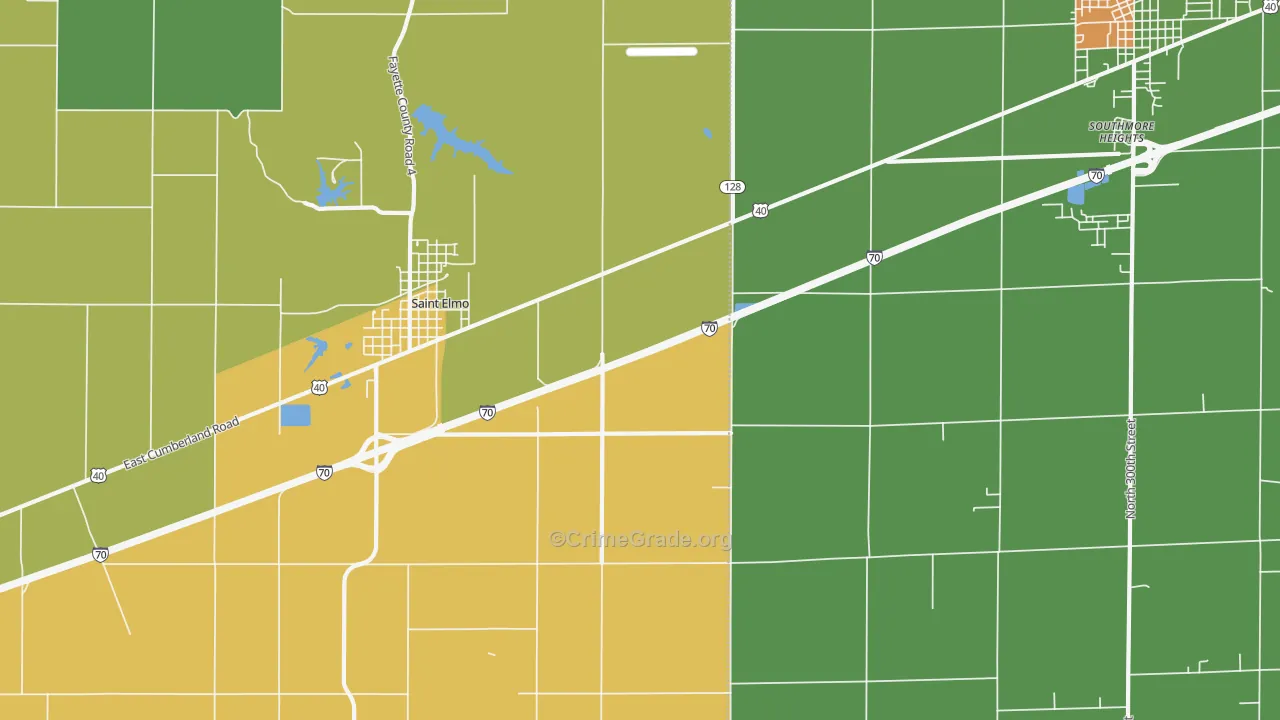 Pruett, IL Map of Robbery Rates