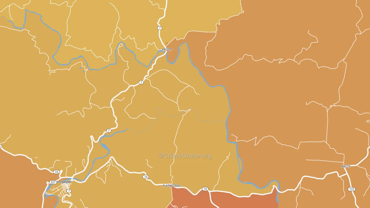 Pruitt, AR Map of Robbery Rates