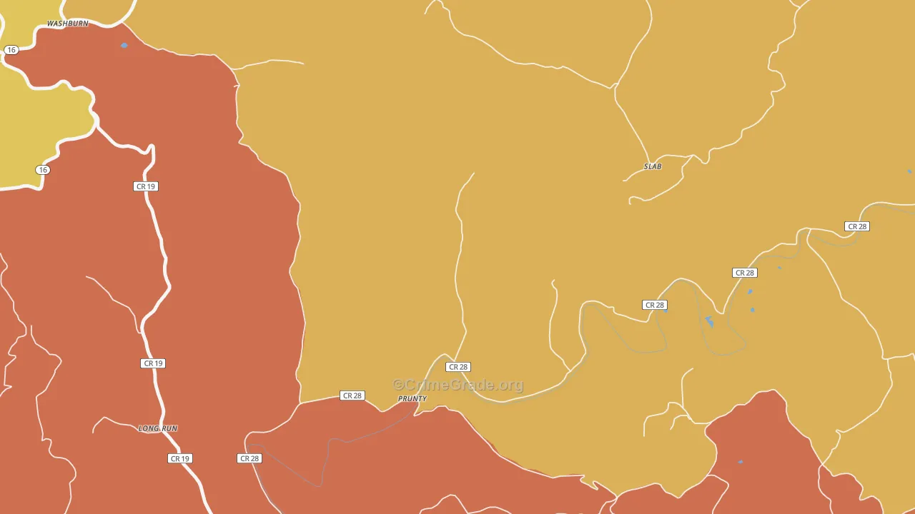 Prunty, WV Map of Robbery Rates
