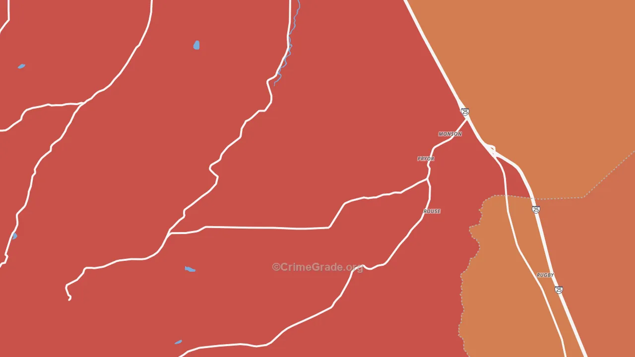 Pryor, CO Map of Robbery Rates