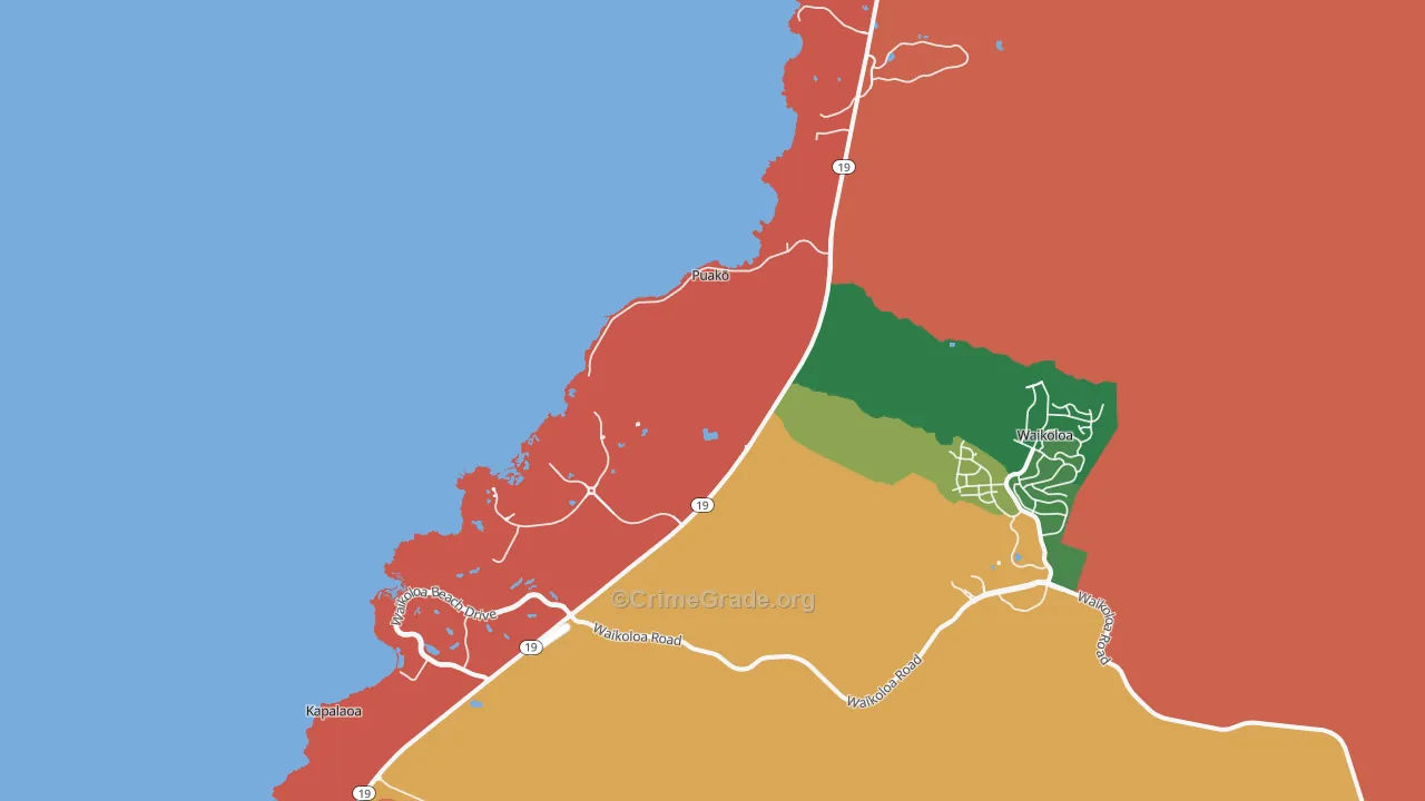 Puako, HI Map of Robbery Rates