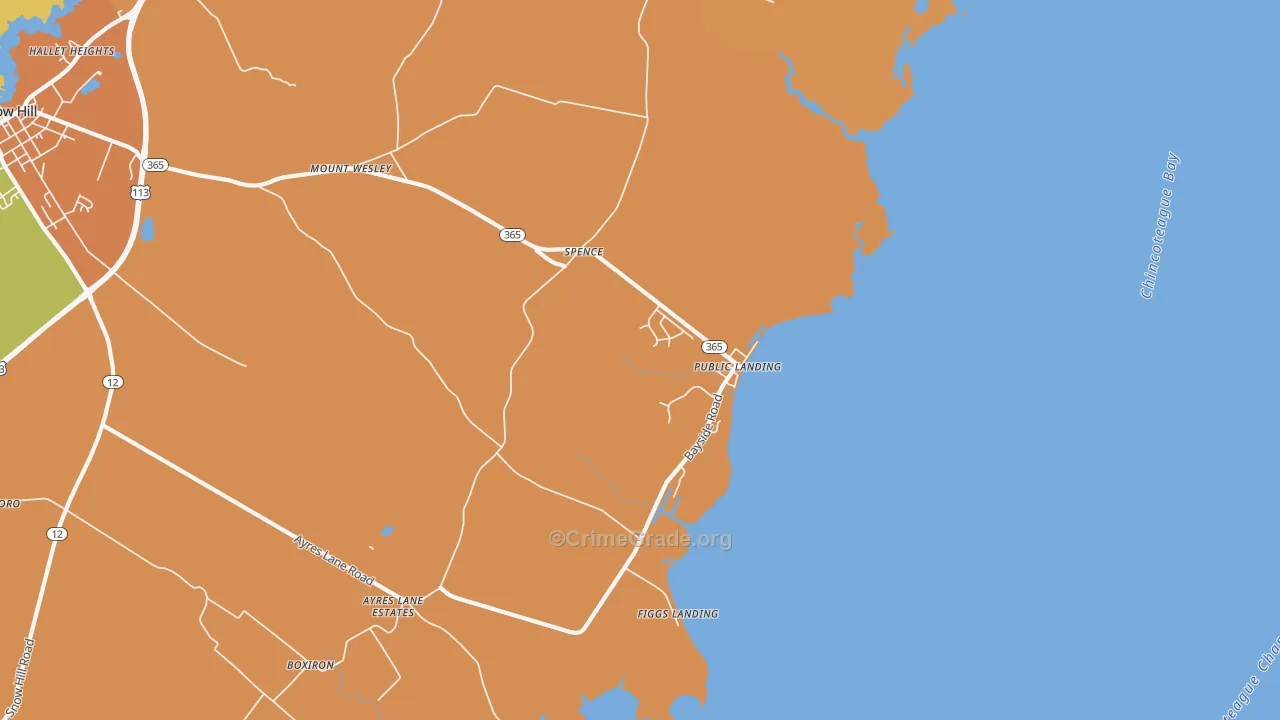 Public Landing, MD Map of Robbery Rates
