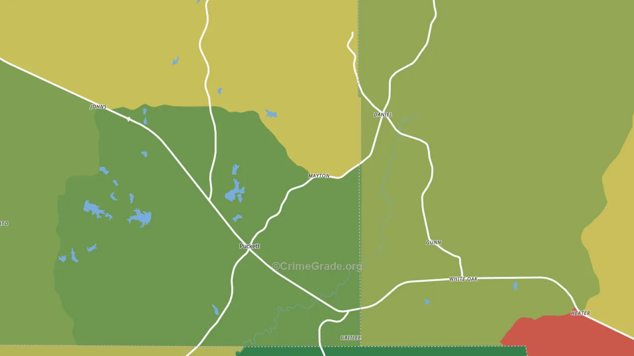 Puckett, MS Map of Robbery Rates