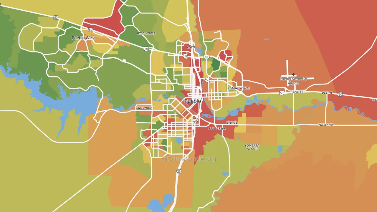Pueblo, CO Map of Robbery Rates