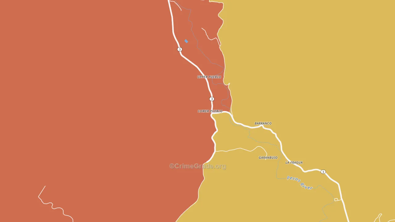 Pueblo, NM Map of Robbery Rates